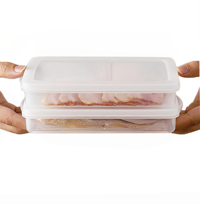 WonLiq 2 Pack-Bacon Keeper  Deli Meat Saver Cheese Cold Cuts Plastic Food Storage Containers with lids for Refrigerators Lunch Box Christmas Cookie Holder Meal Prep Container (2) - Image 1